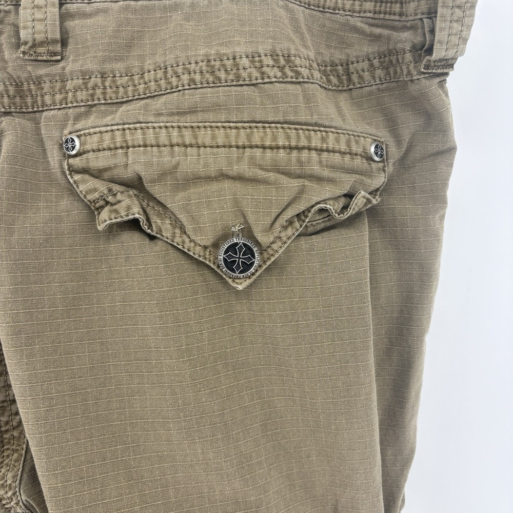 Affliction Black Premium Cargo Shorts Brown Ripstop Y2K Grunge Utility Men 38 - Picture 12 of 13